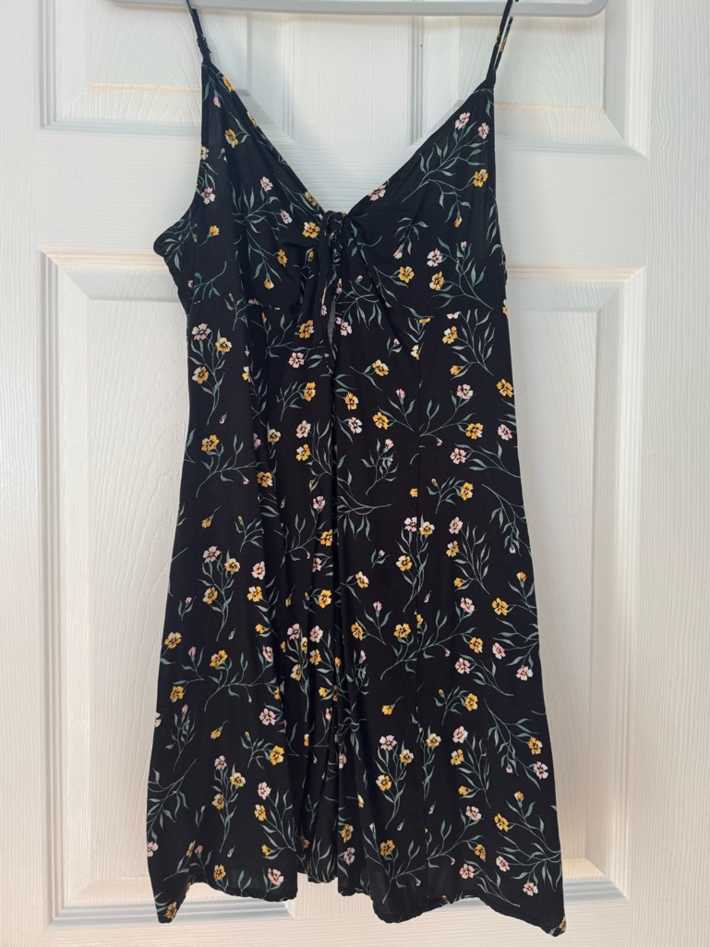 H&M Black Floral Slip Dress with Yellow & Pink Blooms